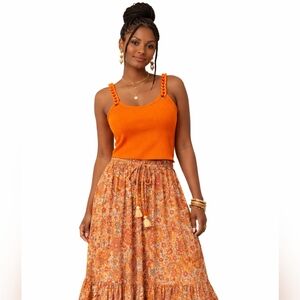 Nwt Full Circle Trends W/ Love Chunky Chain Strap Ribbed Tank Stretch Cropped